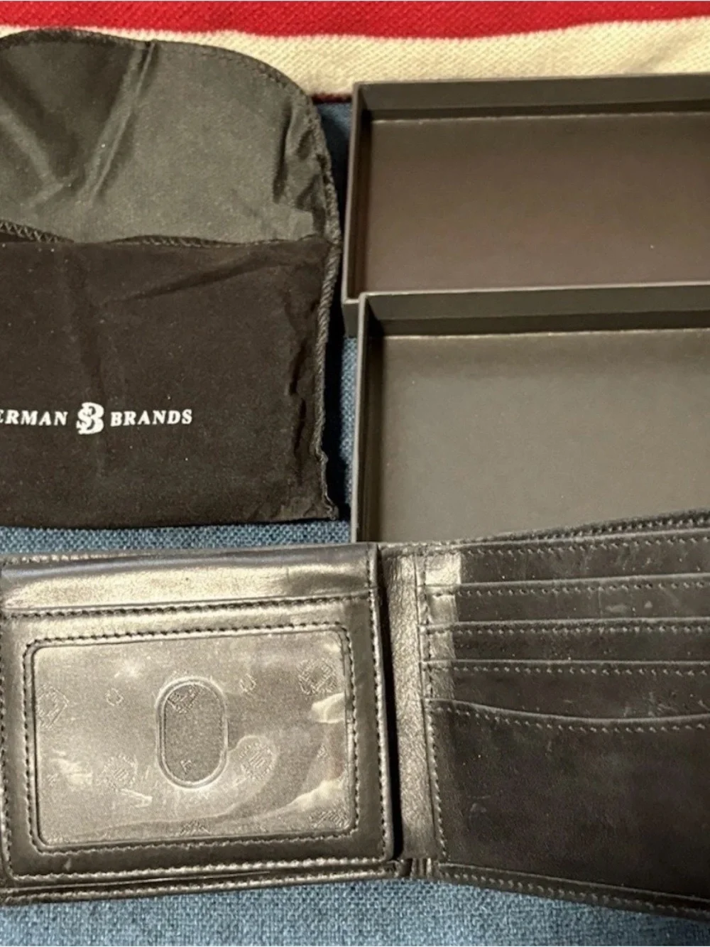 Executive Charcoal Black Leather Bi-Fold Wallet